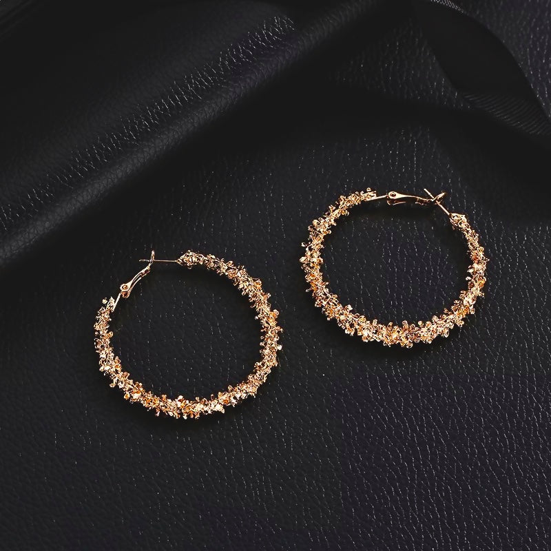 Small-Medium Gold Eccentric Hoop Earrings
